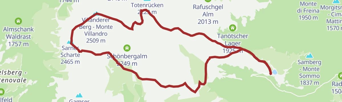 Route map: From the Villanderer Alm pasture to the Villanderer Berg mountain